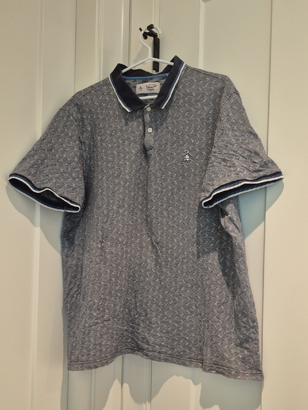 Original Penguin Heather Grey Polo with Navy Trim